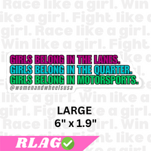 Load image into Gallery viewer, GIRLS BELONG IN MOTORSPORTS - DECAL
