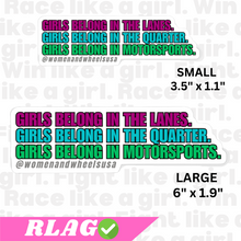 Load image into Gallery viewer, GIRLS BELONG IN MOTORSPORTS - DECAL
